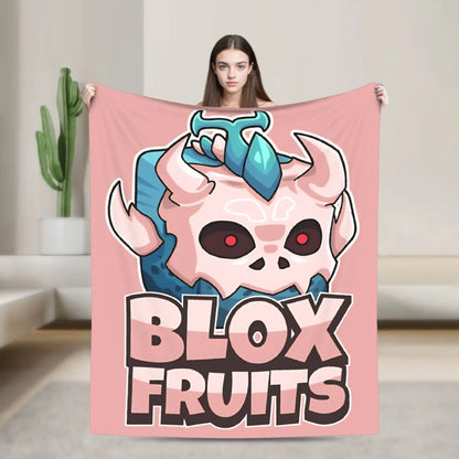 Blox Fruits Character Throw Blanket - Soft Fuzzy Gaming Blanket for Kids and Fans
