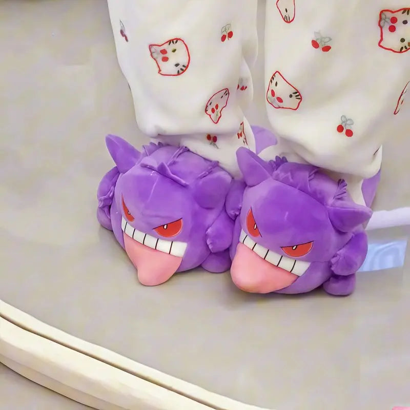 Gengar Slippers - Tongue Out Design, Soft Sole Cozy Indoor Slippers