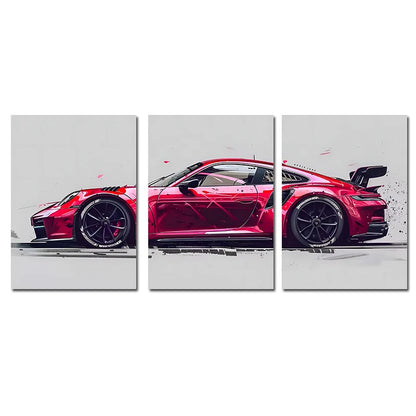 3-Piece Supercar Canvas Wall Art - Sports Car Poster Set for Boys Room