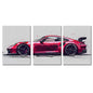 3-Piece Supercar Canvas Wall Art - Sports Car Poster Set for Boys Room