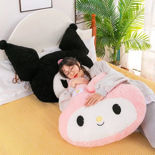Kawaii Sanrio Oversized Kuromi  Melody Plush Sofa Pillow Cushion for Valentines Day Birthdays  Gifts - Cute Cartoon Doll Design