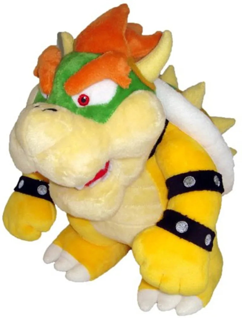 Plush toy resembling a character with green headband, orange mohawk, and yellow body on a white background