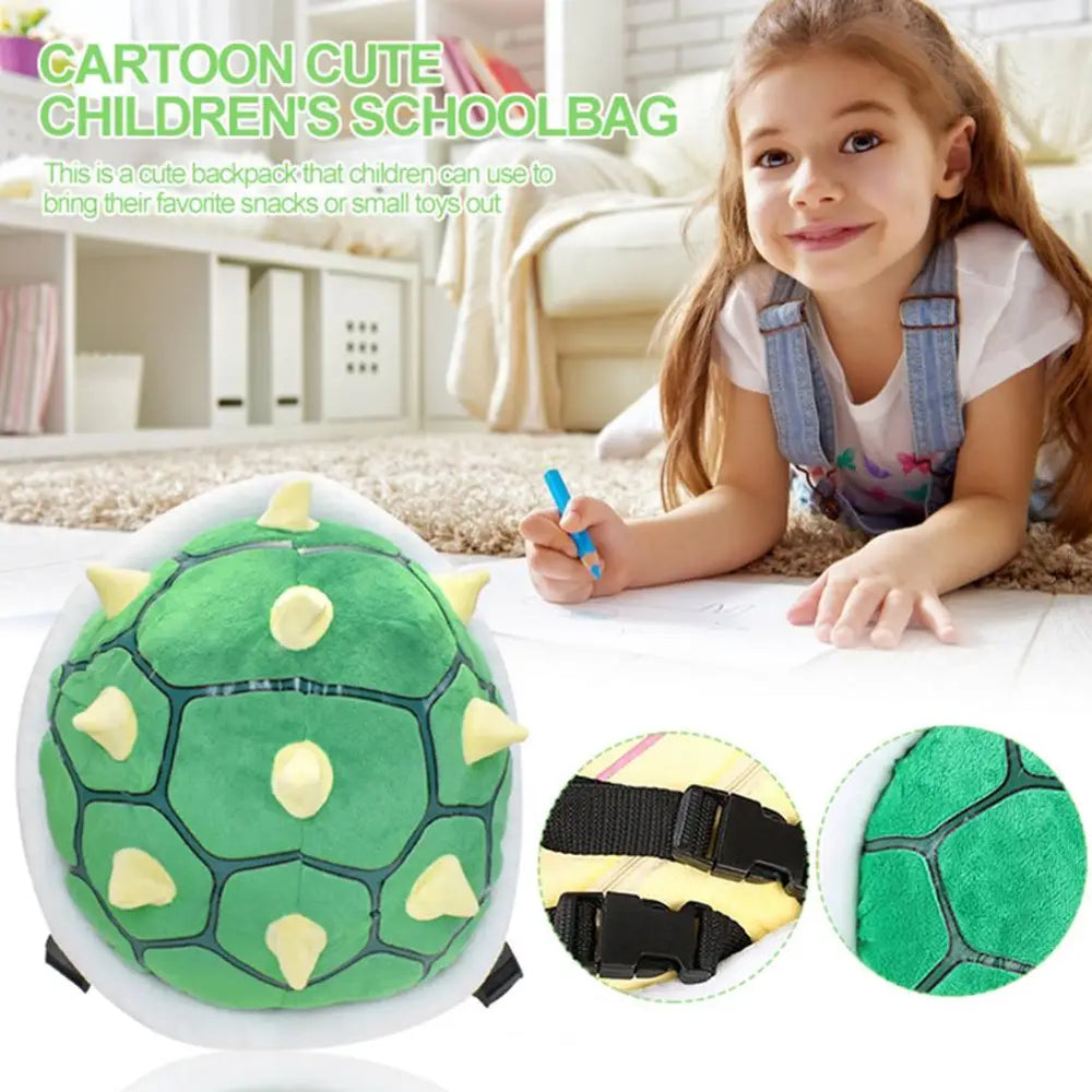 Lovely Turtle Shell Backpack with Snacks Bag - Practical Kids Accessories in Green