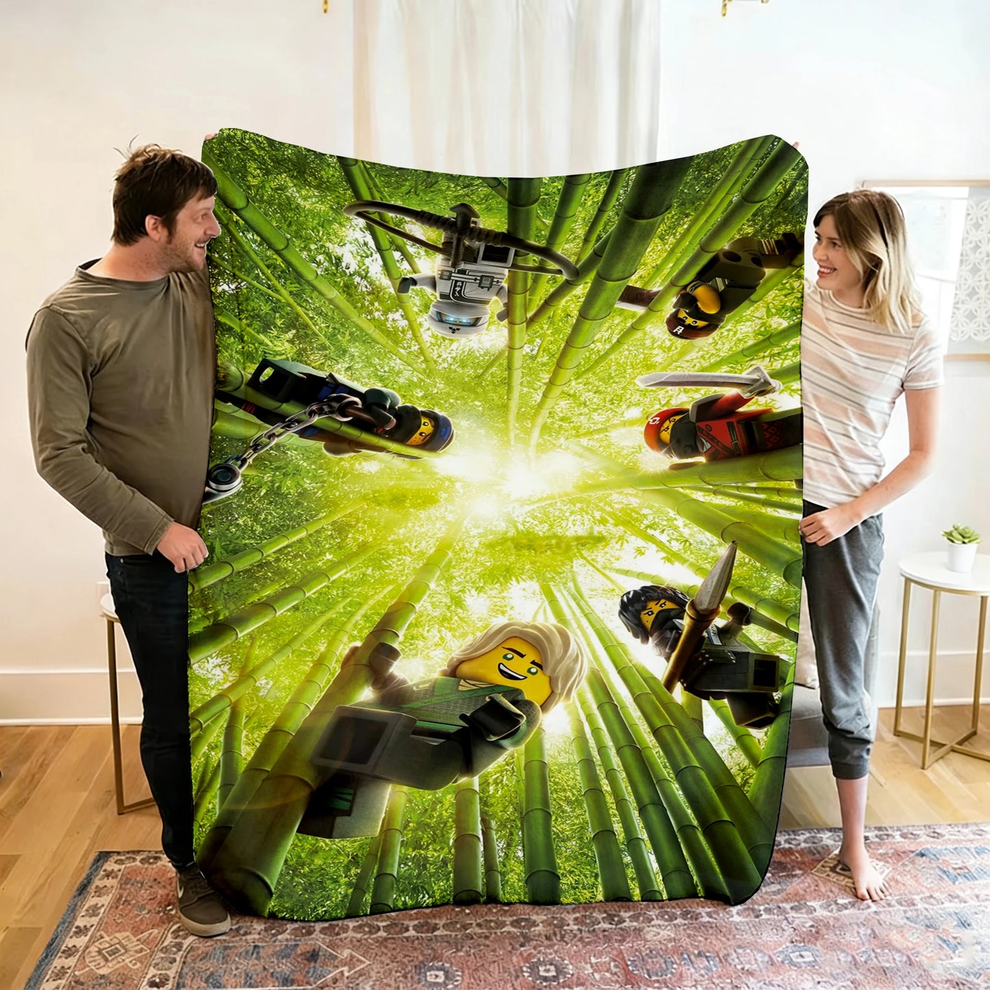 Ninjago Flannel Blanket - Cartoon Anime Throw for Kids, Home, and Travel