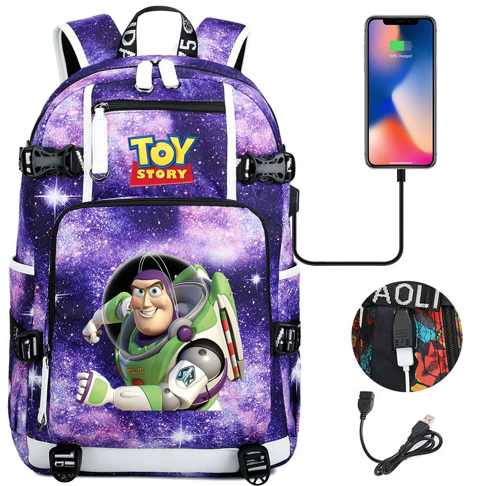 Buzz Lightyear Woody Schoolbag USB Charging Backpack - Gapo Goods Backpack 017