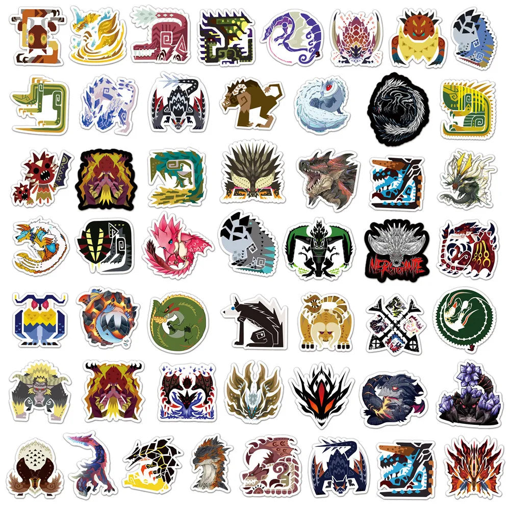 Monster Hunter World Sticker Pack - Waterproof PVC Gaming Stickers for Laptop, Skateboard, Guitar