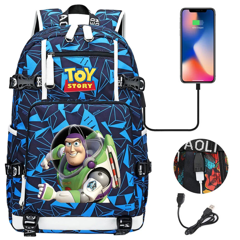 Buzz Lightyear Woody Schoolbag USB Charging Backpack - Gapo Goods Backpack 014