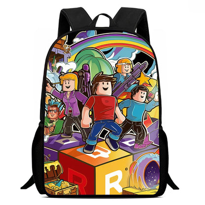 Roblox 15-Inch Kids Backpack - Lightweight Cartoon Print with Adjustable Straps for Boys and Girls