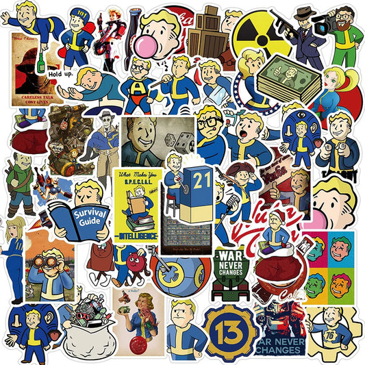 10/30/50PCS Vault-Tec Radiation Stickers – Waterproof Fallout-Themed Decals for Laptops, Water Bottles, Cars & More