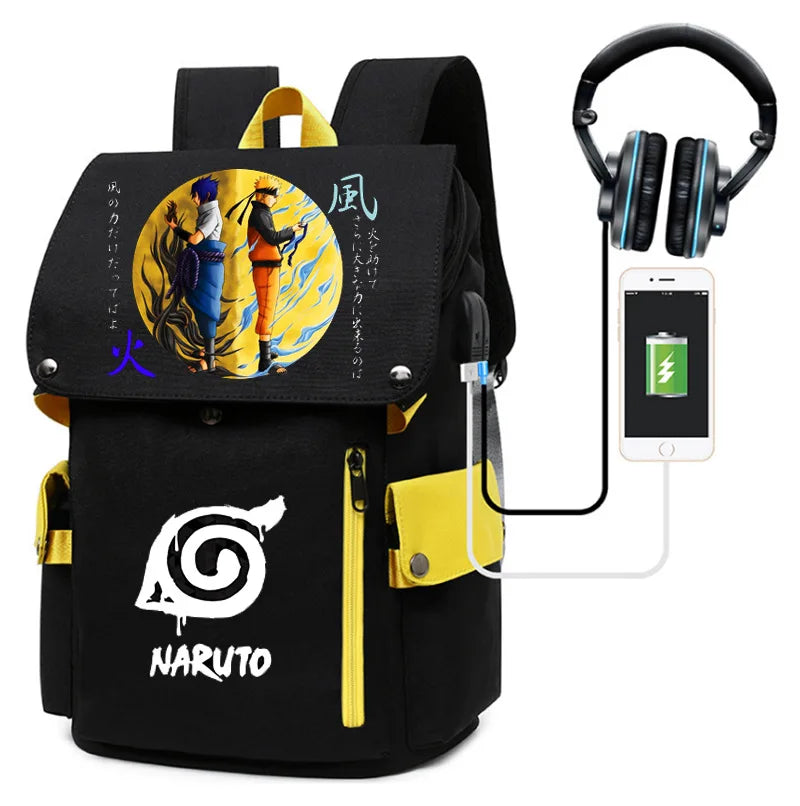 Naruto Large Capacity Anime Backpack - School, Laptop and Travel Bag