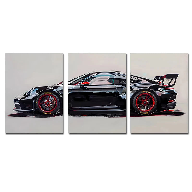 3-Piece Supercar Canvas Wall Art - Sports Car Poster Set for Boys Room
