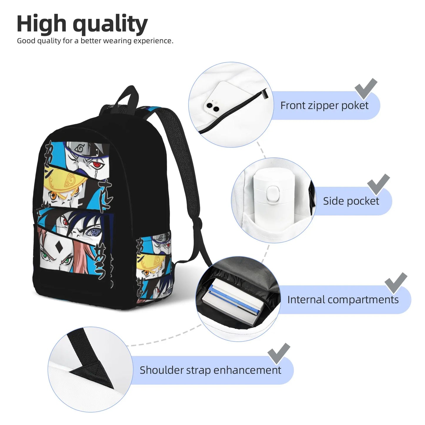 Naruto Anime Backpack - Outdoor Shoulder Rucksack for Fans