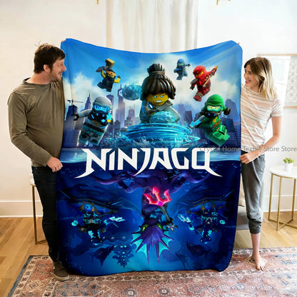 Ninjago Flannel Blanket - Cartoon Anime Throw for Kids, Home, and Travel