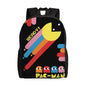 Pac-Man backpack with colorful design on a white background