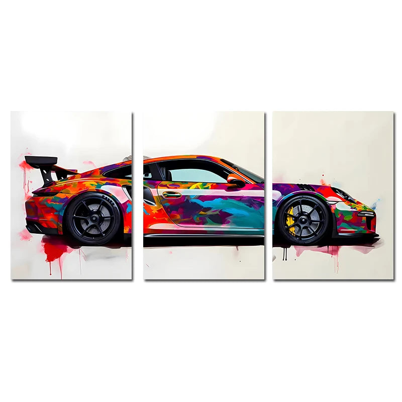 3-Piece Supercar Canvas Wall Art - Sports Car Poster Set for Boys Room