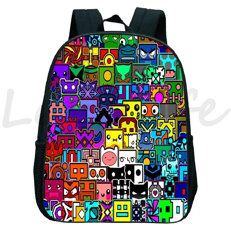 Geometry Dash Kids Backpack - Anime Cartoon School Bag for Boys and Girls