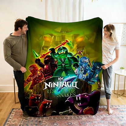Ninjago Flannel Blanket - Cartoon Anime Throw for Kids, Home, and Travel