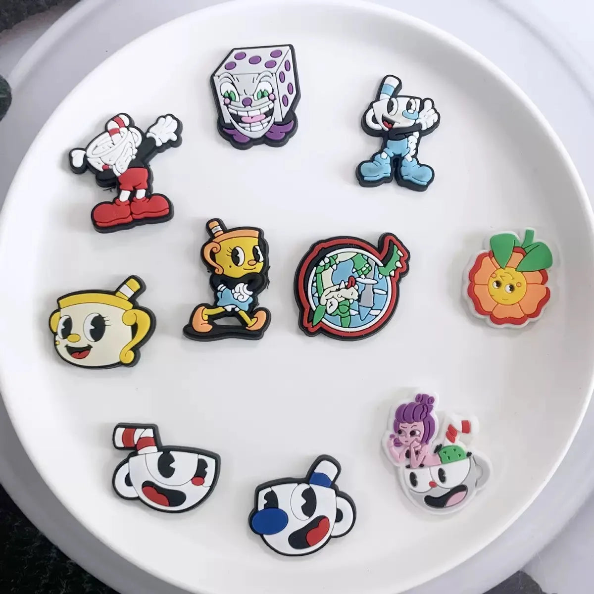 Cuphead Shoe Charms 12-Piece Set - Gaming Clog Charms for Shoes and Accessories