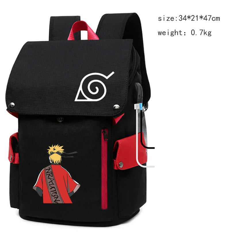Naruto Large Capacity Anime Backpack - School, Laptop and Travel Bag