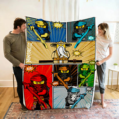 Ninjago Flannel Blanket - Cartoon Anime Throw for Kids, Home, and Travel