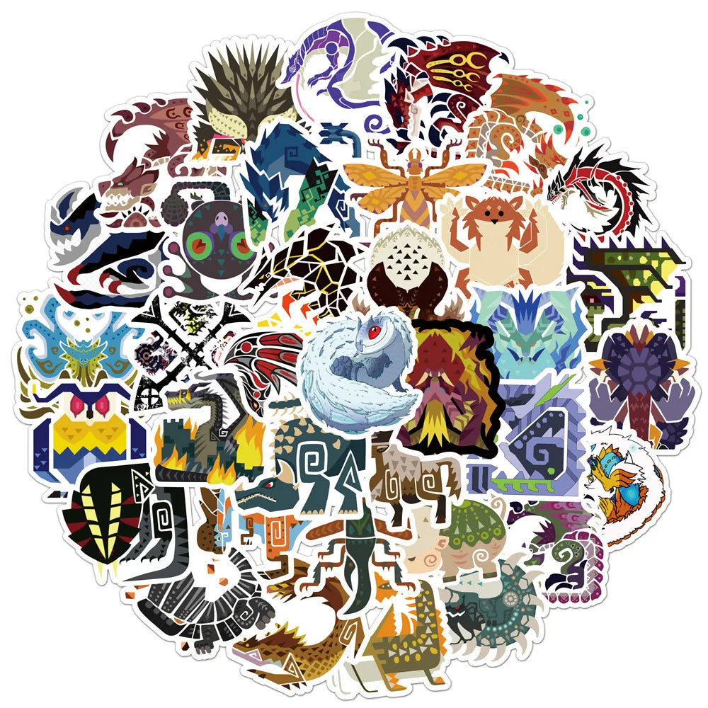 Monster Hunter World Sticker Pack - Waterproof PVC Gaming Stickers for Laptop, Skateboard, Guitar