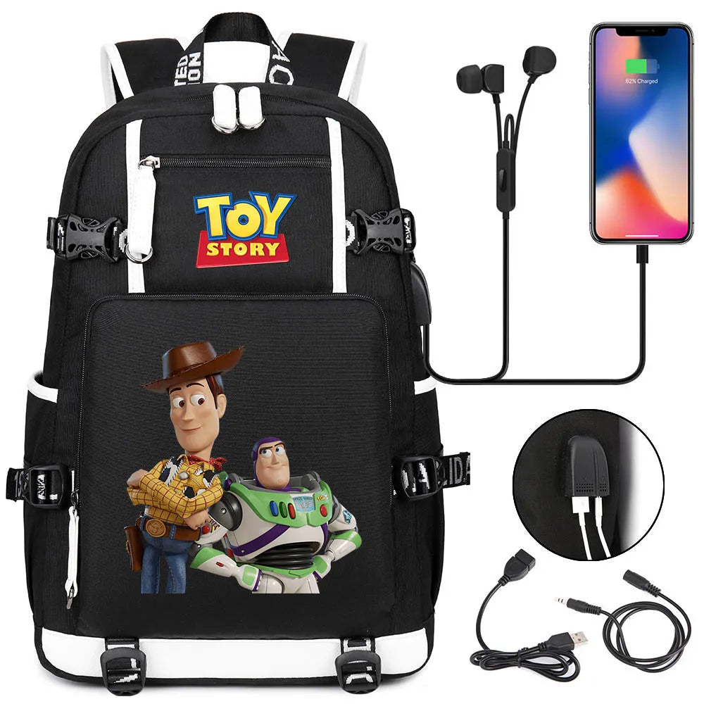 Buzz Lightyear Woody Schoolbag USB Charging Backpack - Gapo Goods Backpack 007