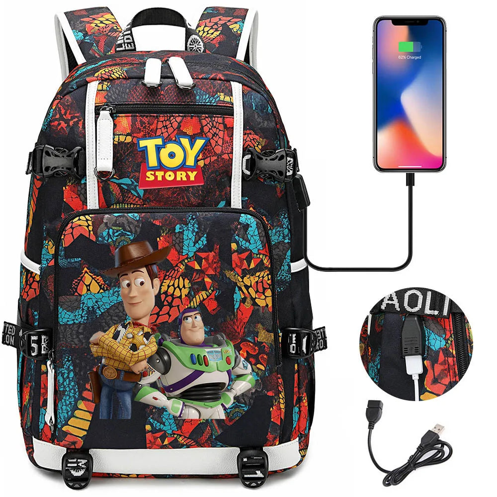 Buzz Lightyear Woody Schoolbag USB Charging Backpack - Gapo Goods Backpack 006