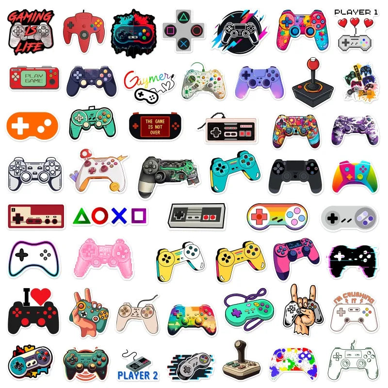 Vintage Gamepad Cartoon Stickers - Set for Phone Laptop and More