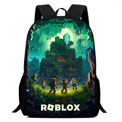Roblox 15-Inch Kids Backpack - Lightweight Cartoon Print with Adjustable Straps for Boys and Girls