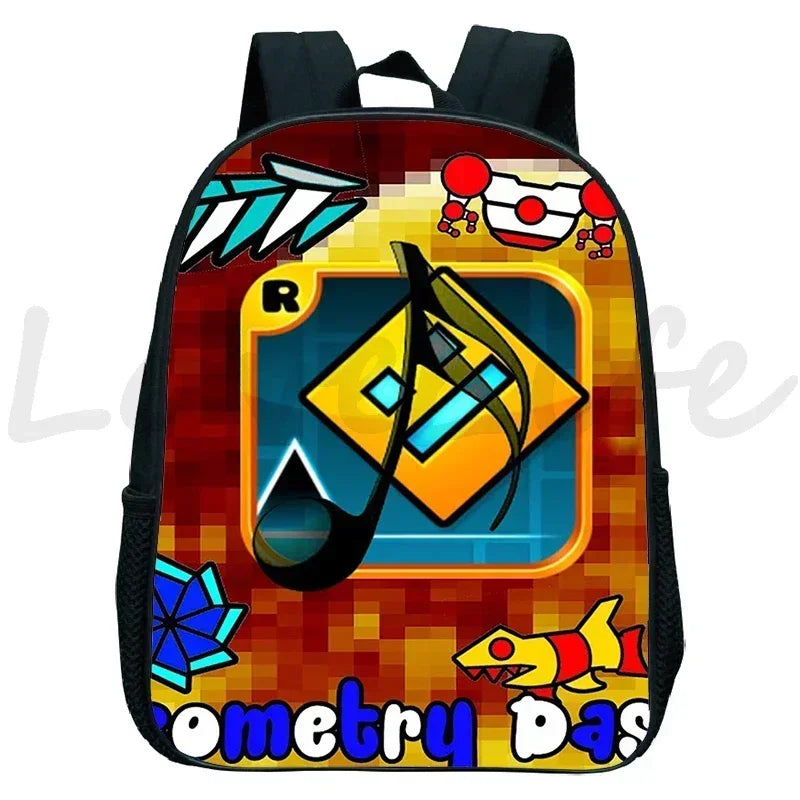 Geometry Dash Kids Backpack - Anime Cartoon School Bag for Boys and Girls