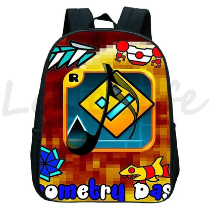 Geometry Dash Kids Backpack - Anime Cartoon School Bag for Boys and Girls