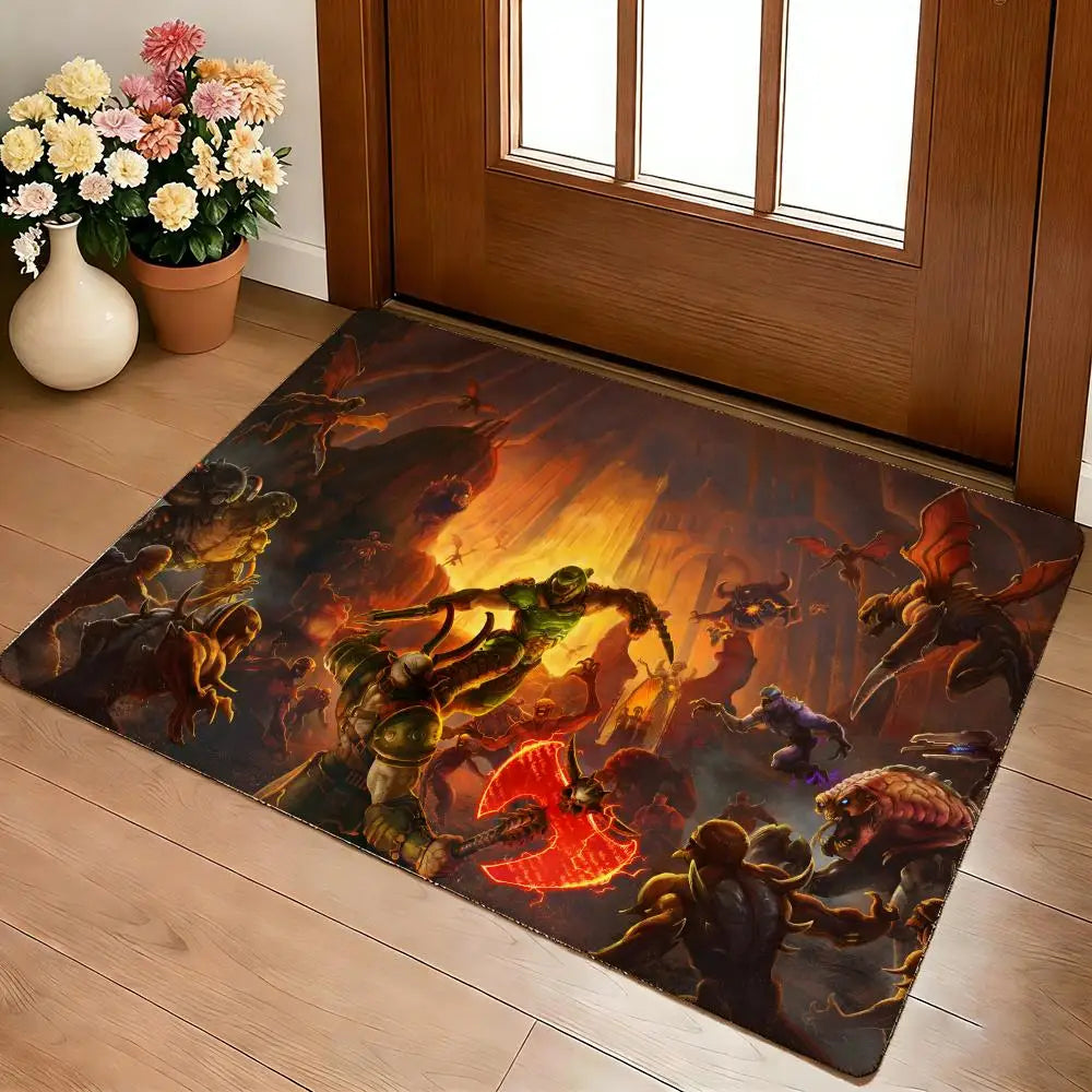 DOOM Battle Arena Gaming Rug - Flannel Non-Slip Floor Mat