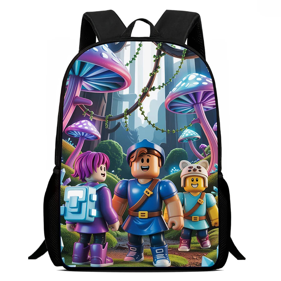 Roblox 15-Inch Kids Backpack - Lightweight Cartoon Print with Adjustable Straps for Boys and Girls