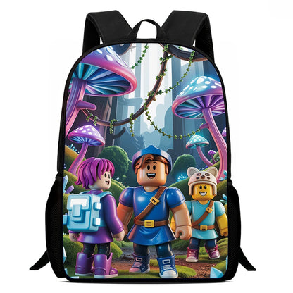 Roblox 15-Inch Kids Backpack - Lightweight Cartoon Print with Adjustable Straps for Boys and Girls