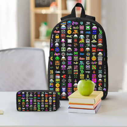 Geometry Dash Backpack - Cartoon Print School Bag