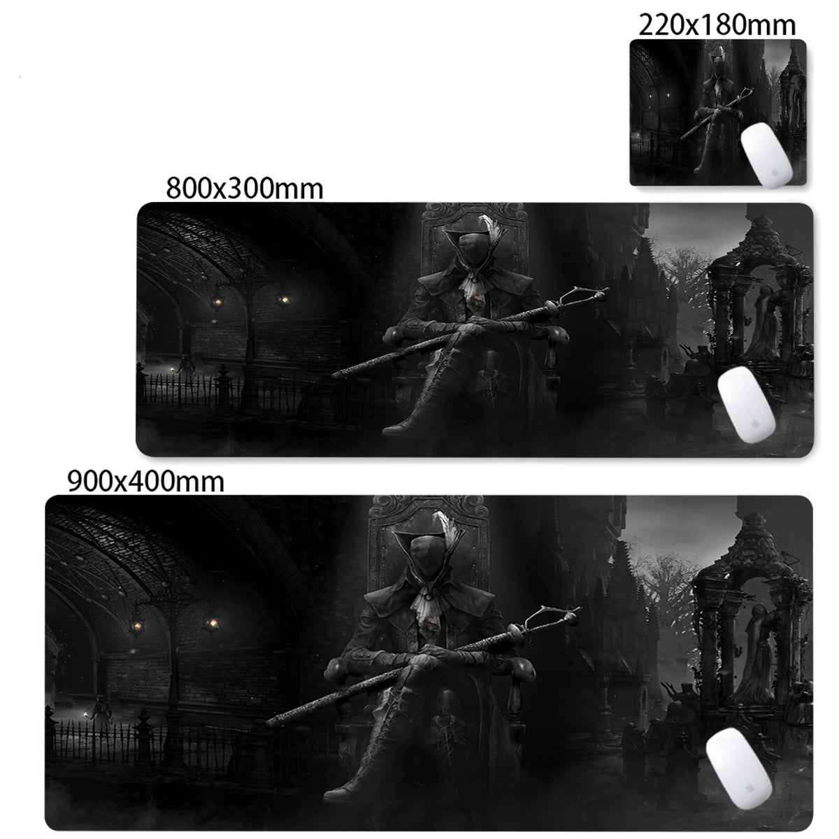 Bloodborne Extended Desk Mat - Natural Rubber Gaming Mouse Pad