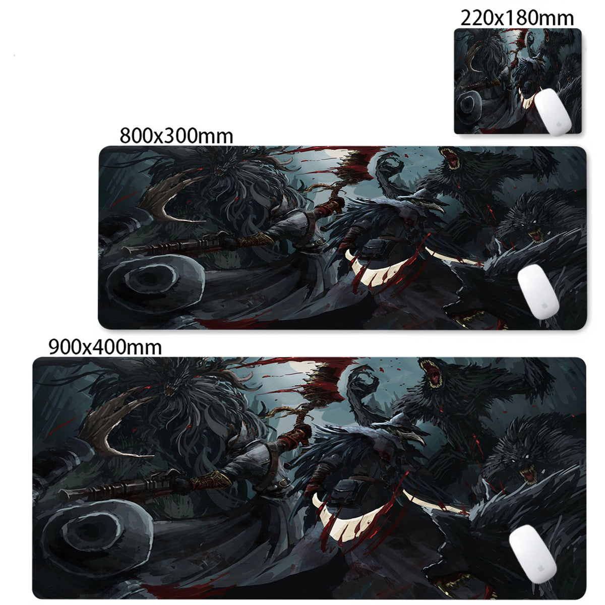Bloodborne Extended Desk Mat - Natural Rubber Gaming Mouse Pad