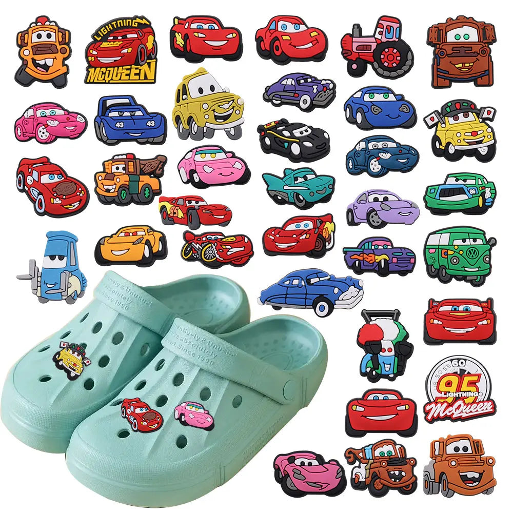 Lightning McQueen Flo Boys Favorite Sandals Shoe Buckle Charms Cars Decorations Gift