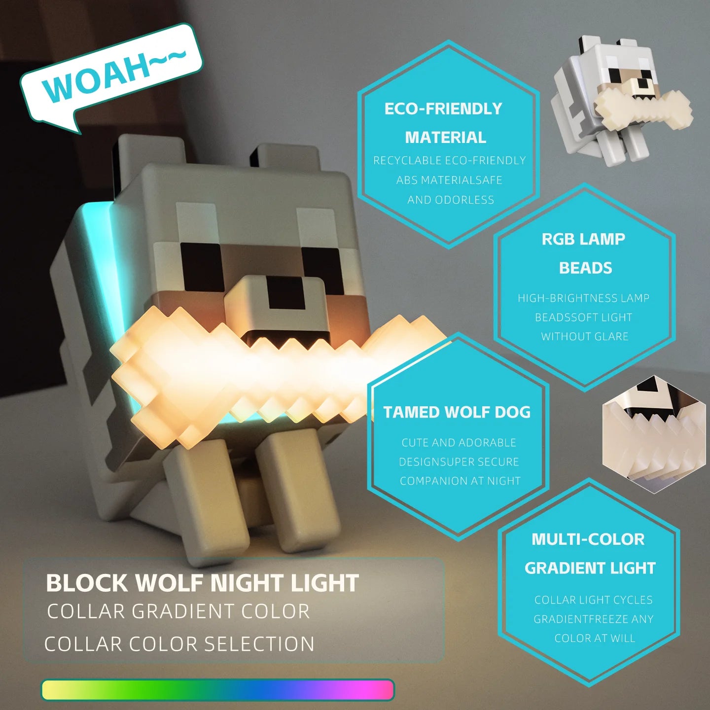 Wolf Dog 3D LED Night Light — Gaming Room & Desk Lamp