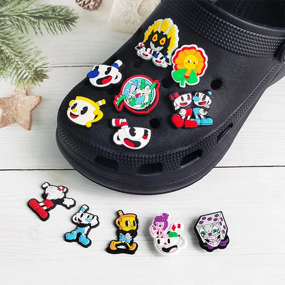 Cuphead Shoe Charms 12-Piece Set - Gaming Clog Charms for Shoes and Accessories
