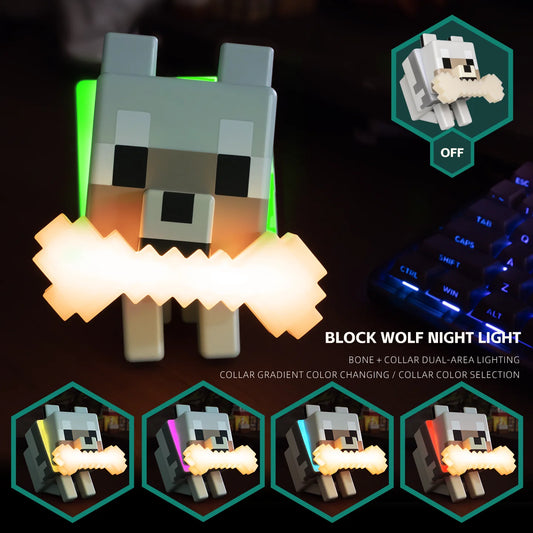 Luz de Noche LED 3D Perro Lobo — Lámpara de Escritorio y Sala de Juegos