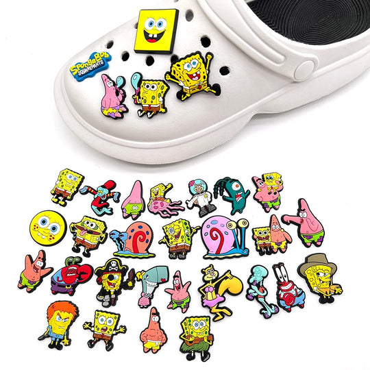 SpongeBob Shoe Charms - Cartoon Sandal Decorations for Clogs and Pins - PVC Accessories