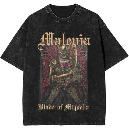 Malenia Blade of Miquella Washed Graphic T-Shirt - Oversized Elden Ring Streetwear Tee