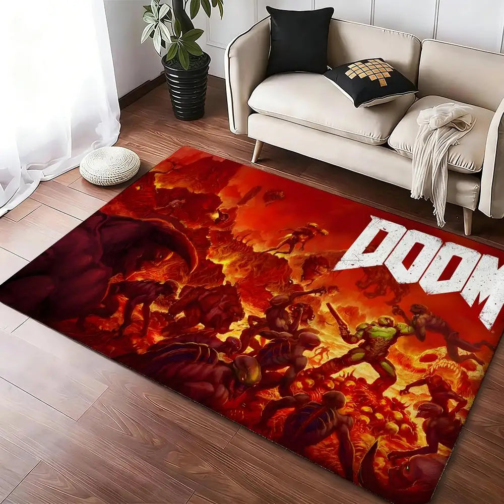 DOOM Battle Arena Gaming Rug - Flannel Non-Slip Floor Mat