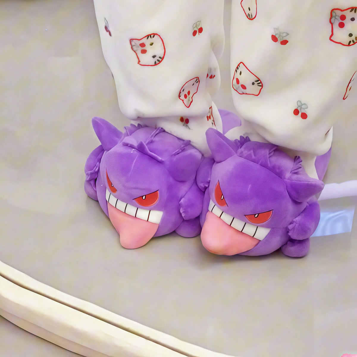 Gengar Slippers - Tongue Out Design, Soft Sole Cozy Indoor Slippers