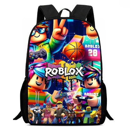 Roblox 15-Inch Kids Backpack - Lightweight Cartoon Print with Adjustable Straps for Boys and Girls