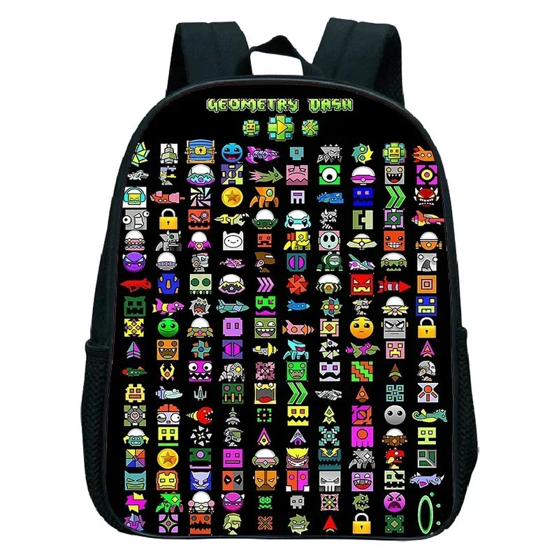 Geometry Dash Kids Backpack - Anime Cartoon School Bag for Boys and Girls
