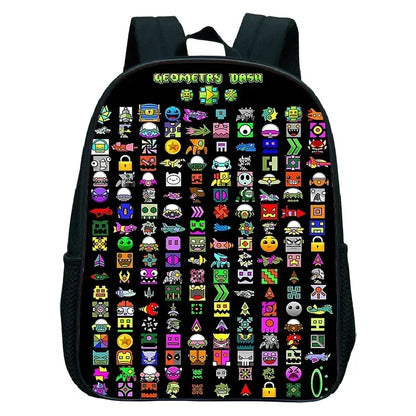Geometry Dash Kids Backpack - Anime Cartoon School Bag for Boys and Girls