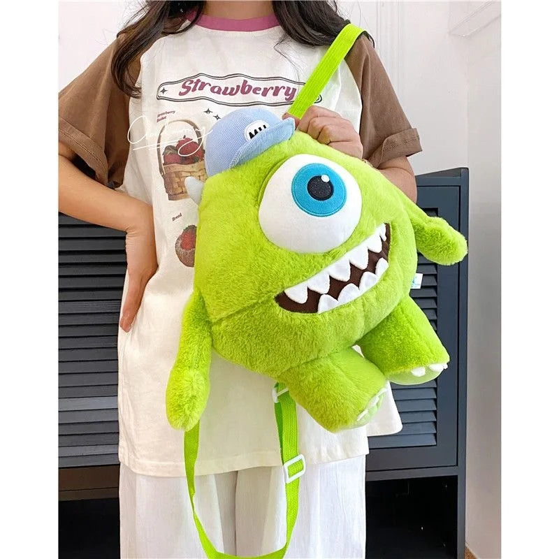 Monsters Mike Wazowski Plush Backpack Women Kawaii Crossbody Bags Cartoon Soft Stuffed Toys For Kids Birthday Gift