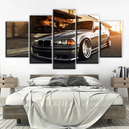 BMW E36 5-Piece Canvas Wall Art - Sports Car Poster Set for Living Room and Bedroom